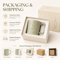 Tasse à boisson en céramique grès de qualité supérieure, motif floral marguerite blanc brillant vert sauge, pour le petit-déjeuner, la cuisine et la salle à manger