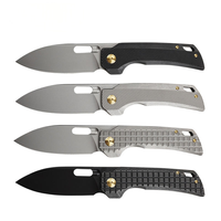 Couteau de poche pliant M390 en acier poudré avec manche en alliage de titane, motif Frag, pointe tombante, 215 mm, CNC, OEM, pour camping et extérieur