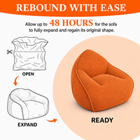 Fauteuil d'appoint paresseux en gros, livré en boîte avec rembourrage inclus, moderne, orange, dossier haut, fournisseur chinois pour espace de lecture intérieur