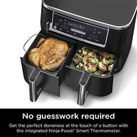 Friteuse à air 10 pintes 6-en-1 avec 2 paniers séparés Thermomètres de cuisson intelligents parfaits pour la cuisson