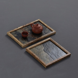 Baoming Rock Bamboo <b>Tea</b> Tray 20x15cm Durable Chinese Zen Style <b>Tea</b> <b>Set</b> Storage Flat Shape - Product Image 2