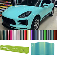 Film Adhésif Vinyle PVC Brillant Bleu Turquoise Cristal pour Voiture, Effet de Changement de Couleur Intégral, Autocollants Stylés et Colorés pour Voiture, Prix de Gros