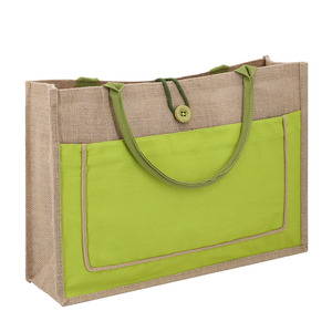 Sacs <span class=keywords><strong>de</strong></span> courses écologiques en <span class=keywords><strong>toile</strong></span> <span class=keywords><strong>de</strong></span> <span class=keywords><strong>jute</strong></span> naturelle personnalisés avec poignée en sangle <span class=keywords><strong>de</strong></span> coton, <span class=keywords><strong>sac</strong></span> fourre-tout réutilisable imprimé - Product Image 6