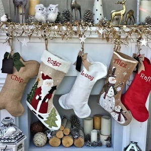 Wholesale Custom Cute New Arrival <strong>Dog</strong> Bone Shape <strong>Christmas</strong> <strong>Stockings</strong> <strong>for</strong> Home Party Hanging Decoration - Product Image 1