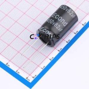 ตัวเก็บประจุอิเล็กโทรไลต์อะลูมิเนียมแบบ Through-Hole ขนาด 82uF 450V 18x30KM รูปทรง D18xL30 มม. 82uF 20% 450V 450mA-120Hz - Product Image 1