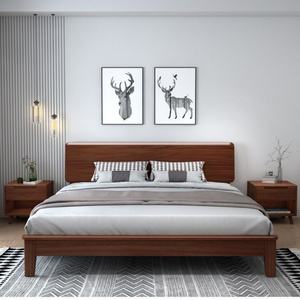 Cama de Alta Calidad con Estructura de Madera, Tamaño King Size, Muebles de Cama Doble, Estilo Nórdico Europeo, Cama de Madera Maciza Moderna y Sencilla - Product Image 5