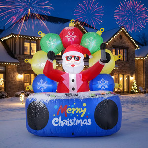 Père Noël Gonflable <span class=keywords><strong>DJ</strong></span> de 1,80 m pour Fête de Noël, Décoration Lumineuse Musicale Rotative - Product Image 1