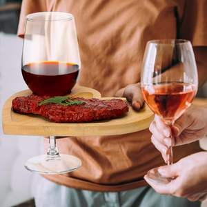 <span class=keywords><strong>Mini</strong></span> assiettes à apéritif en bois JQ Ensemble de verre à vin et planche à charcuterie de luxe avec sous-verre - Product Image 3
