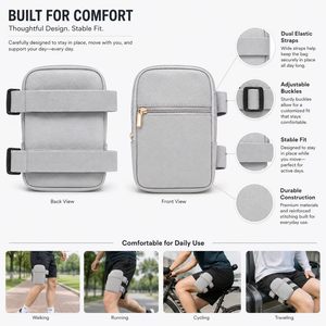 Sac de jambe en cuir PU grain litchi en gros, sacoche de cuisse/motocycliste personnalisable avec logo, pochette zippée pour extérieur, OEM ODM - Product Image 5