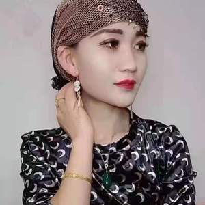 Chapeau serre-tête floral en soie brillante populaire en gros avec perles, chapeau musulman indien, chapeau de plage en plastique pour l'Europe, l'Amérique, l'Afrique - Product Image 3