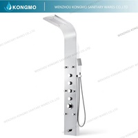 Tour de panneau de douche à cascade thermostatique en acier inoxydable 6016 robinets sur pied avec motif de pulvérisation de pluie