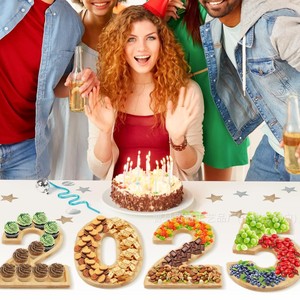 Wooden Digital <b>Tray</b> For 2026 New Year <b>Snacks</b> Birthday Party Cheese Fruit Appetizer Platter - Product Image 1