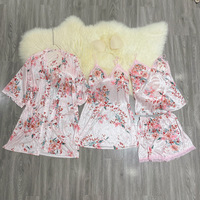 Ensemble de quatre pièces en satin de soie pour femme : nuisette sexy en dentelle, short, robe de nuit et pyjama avec taille élastique – Collection Printemps-Été-Automne
