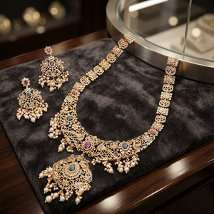 Wholesale Custom Antique Matte Plated South <b>Indian</b> Temple Necklaces Fashion Necklaces Antique Traditional & Festival <b>Jewelry</b> <b>Set</b> - Product Image 4
