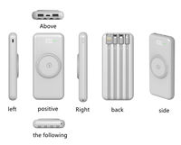 Power Bank Nirkabel Portabel Ultra Tipis 20000mAh Pengisian Cepat dengan Baterai Li-Polymer dan Empat Kabel