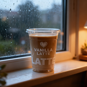 Gobelets en plastique PP jetables <span class=keywords><strong>à</strong></span> paroi simple avec logo personnalisé, avec couvercles et pailles pour café glacé et boissons froides - Product Image 1