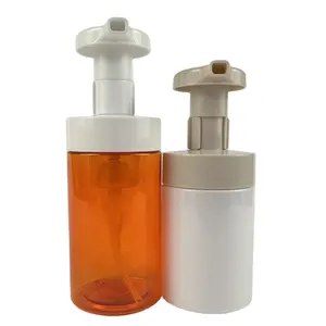 Yeni tasarım özel turuncu köpük kirpik şampuan yüz temizleyici 150ml 200ml plastik sabunluk köpük pompa şişesi