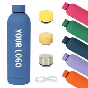 Custom Logo 350ml 500ml Drink Bottle Stainless Steel Double Wall Vaccum Flask Leak-proof Rubber Sports Water Bottle for Outdoor - Product Image 1