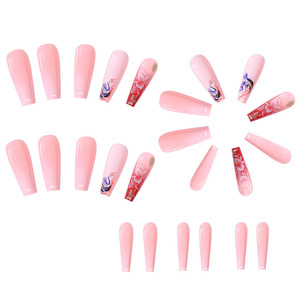 Oferta Especial: Uñas Postizas de Cobertura Completa con Diseño de Camelia Larga en Forma de Ataúd - Product Image 2