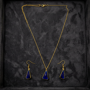 Conjunto de Collar Personalizado con Baño de Rodio, Colgante de Calcedonia Azul Oscuro en Forma de Lágrima, Cadena de Cable, Pendientes a Juego, Joyería de Lujo para Novia - Product Image 6