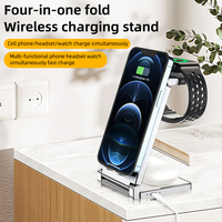 Chargeur sans fil multifonctionnel à double bobine, support de charge sans fil pour téléphone, montre et écouteurs