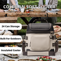 Glacière souple portable Coleman Pro, isotherme, capacité 24 canettes, durable pour usage extérieur, avec bandoulière et fermetures éclair de rangement supplémentaires