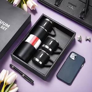 Ensemble de tasses isothermes portables en acier inoxydable pour entreprise - 1 tasse avec 3 couvercles, isolation sous vide, anti-fuite, antidérapant - Product Image 1