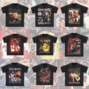 T-shirts décontractés Clarkson Curry pour Irving James Morant, stars du basketball américain, imprimé vintage, manches courtes délavées - Product Image 1