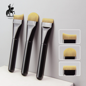 Pennello per Trucco Fondotinta Liquido e in Crema, Piatto e Rotondo, Angolato, Completamente Nero, Alta Qualità - Product Image 1