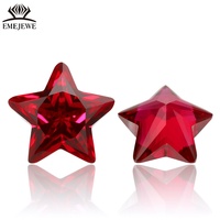 EMEJEWE Pierre de rubis synthétique de laboratoire certifiée par un tiers, taille étoile, couleur rouge, effet de jeu de couleurs/feu, pour bijoux personnalisés