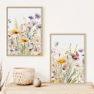 Décoration de salon, style nordique, 3 panneaux, art mural moderne, <span class=keywords><strong>aquarelle</strong></span> fraîche, plantes, <span class=keywords><strong>peinture</strong></span> sur toile, <span class=keywords><strong>fleurs</strong></span> sauvages imprimées - Product Image 6