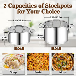 Wholesale Induction Large Soup Stock <b>Pot</b> Hot <b>Pot</b> 8QT Kitchecn Home Restaurant Cookware Stainless Steel <b>Cooking</b> <b>Pot</b> - Product Image 2