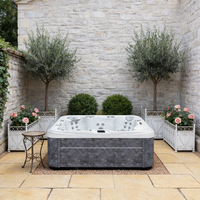 VIRLUX Spa extérieur pour 6 personnes avec chaise longue ergonomique, 50 jets d'hydrothérapie, éclairage d'ambiance LED, design en acrylique peu encombrant