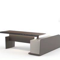 Bureau de direction contemporain de luxe JUOU en bois, design panneau, table réglable en hauteur, 3 tiroirs, garantie 3 ans