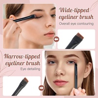 Pinceau de maquillage pour les yeux et les sourcils, ultra fin, plat, angulaire, en plastique, avec étiquette privée personnalisée, service OEM/ODM, vente en gros