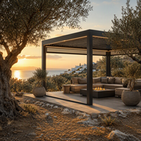 Pergola motorisée en aluminium à lames orientables pour hôtel, villa, terrasse, stores pare-soleil, rideaux, écrans latéraux, LED