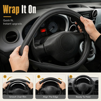 Housse de volant universelle pour voiture, 15 pouces, en PVC noir, cousue, 4 branches, livraison rapide UE, stock Pologne