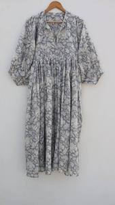 Robe midi en coton 100% à imprimé floral numérique, robe décontractée d'été - Product Image 2