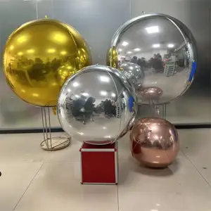 Neuankömmling XXXXL 50 Zoll Gold Silber 4D Runde Kugel Große Aluminium folie Ballon Riesiger Helium Aufblasbarer 4D Folien ballon