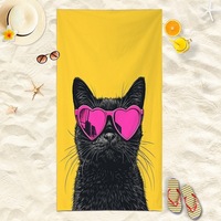 Serviette de bain de plage en microfibre à séchage rapide, motif animaux de dessin animé, mignonne et portable pour l'été