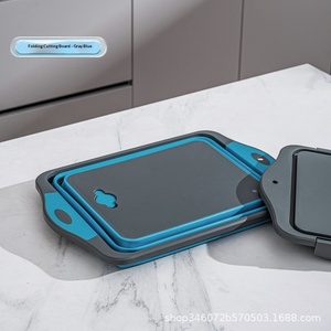 <span class=keywords><strong>Planche</strong></span> à découper pliable multifonctionnelle pour l'extérieur avec panier de drainage intégré et bac à légumes, seau de barbecue - Product Image 6
