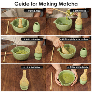 Premium Traditional Japanese-Style 4-Piece Matcha <b>Tea</b> <b>Set</b> Engraved Bowl PP Hand Whisk & Butterfly Pattern for Coffee <b>Tea</b> Serving - Product Image 6