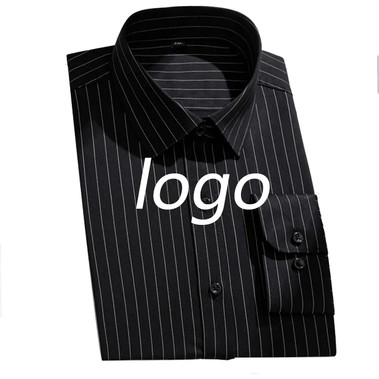 2022 Spring Summer Men's Long Sleeve Short Sleeve Black Stripe Fashion Business Casual Slim Shirts