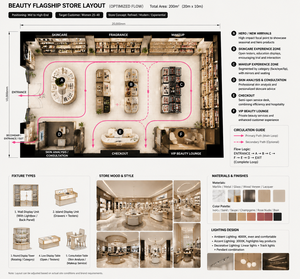 Diseño de Tienda Emblemática de Belleza de Lujo |   Espacio Comercial Modular Personalizado en Dorado Champán, Mármol y Madera, Diseño de Tienda de Cosméticos de Alta Gama - Product Image 2