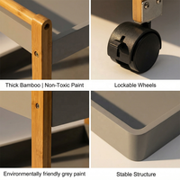 Étagère de rangement moderne à 3 niveaux, chariot de rangement en bambou écologique, étagère de rangement multifonctionnelle sur roulettes, étagères de rangement pour la cuisine