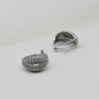 Boucles d'oreilles clous en argent sterling S925 plaqué rhodium avec zircon cubique pavé, pour femme, cadeau de mariage ou de mariée