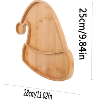 Plateau de service en bambou en forme de chapeau de Père Noël, planches à charcuterie pour les fêtes de Noël avec deux compartiments pour les collations, les apéritifs, la cuisine