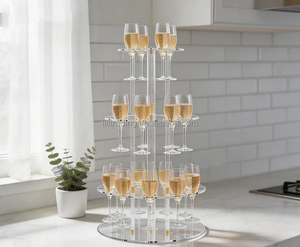 Estante de Acrílico Redondo Multicapa para Copas de <span class=keywords><strong>Vino</strong></span>, Organizador de Copas Transparente para Escritorio, Soporte para Copas de Champán, para el Hogar, Bar o Fiestas - Product Image 2