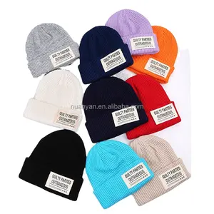 Autunno inverno mantenere caldo morbido lavorato a maglia pianura cappelli Beanie personalizzati etichetta a buon mercato Beanie Hat personalizzato