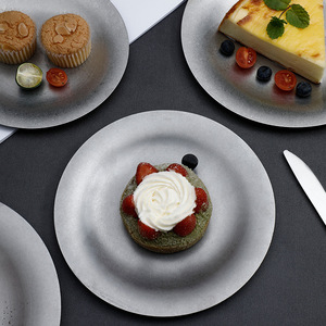 Retro Style Classic <strong>Dessert</strong> Plate Stainless Steel Coffee <strong>Tray</strong> for Afternoon Tea for Kitchen Party Serving Cake Dish - Product Image 3